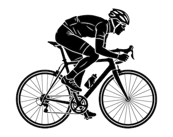 SVG de bicicleta, SVG de ciclismo, imágenes prediseñadas de ciclista, SVG de bicicleta de montaña, silueta de ciclismo en SVG, descarga instantánea