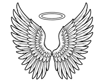 Alas de ángel SVG, Ángel SVG, Halo SVG, Alas de ángel, Forma de alas, Religioso, Cielo, Silueta, Vector, Descarga instantánea