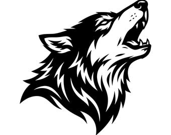 SVG de lobo, SVG de lobo aullando, SVG de lobos, SVG de cabeza de lobo, SVG de lobo y luna, archivo de corte SVG de cara de lobo, SVG de silueta de lobo, descarga instantánea
