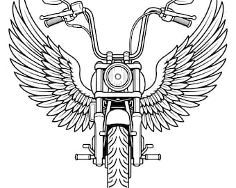 SVG de alas de motocicleta, SVG de motocicleta alada, SVG de alas, SVG de alas de motociclista, archivo de corte de moto SVG, SVG de moto de velocidad