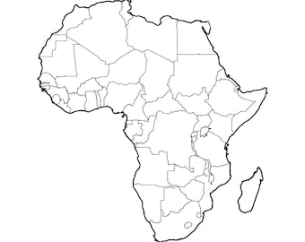 SVG de la forma de África, SVG del mapa de África, vector de África, SVG del contorno del mapa de África, archivos de corte de África, silueta de África en SVG
