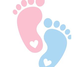 Huellas de bebé azules y rosas, papel de regalo para bebés, envoltorio para baby shower, silueta, vector, descarga instantánea.
