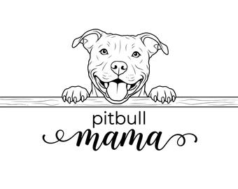 Pitbull Svg gluren, Pitbull Mama Peeking Dog Design Svg, schattige hond hoofd, poten huisdier, gezicht pitbull, grappig dier, Instant Download
