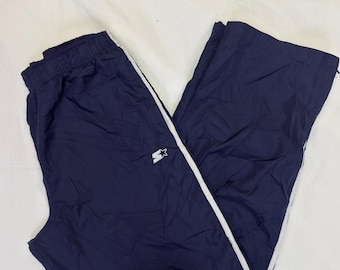 Starter Vintage Trainingshose 90er/Y2K Marineblau – weiße Streifen – Passform M/L Oversize