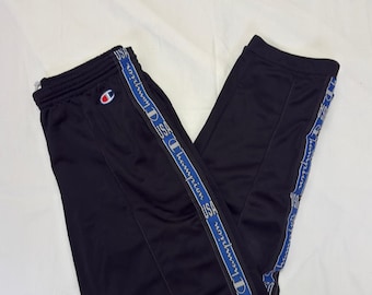Vintage 90s Champion USA Tearaway Pants - Black Track Pants with Side Snap Buttons - Size Large - Streetwear Sportswear Aesthetic