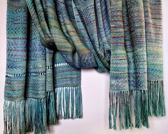 Handwoven Baby Wrap, Giza Cotton / Shappe  Silk,  ( 69 cm x 340 cm + fringes), Unique piece
