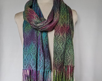 Handwoven  shawl,Cotton/ Silk, 58cm x 210cm