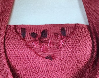 Embroidered handwoven Baby Wrap, Silk, Organic cotton,  ( 70 cm x 430 cm + fringes), Unique piece