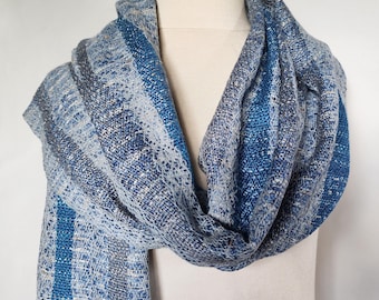 Handwoven Ondulé Shawl, Organic Cotton and Silk Wrap