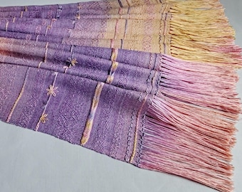 Handwoven Baby Wrap,  Tussah silk / Egyptian cotton,  ( 75 cm x 395 cm + fringes), Unique piece