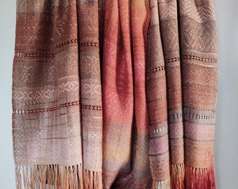 Handwoven Baby Wrap,  Tussah silk / Organic cotton,  ( 70 cm x 367 cm + fringes), Unique piece