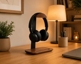 Supporto per cuffie in legno, organizer da scrivania minimalista, supporto per cuffie da gaming moderno, decorazione per scrivania da ufficio, regalo