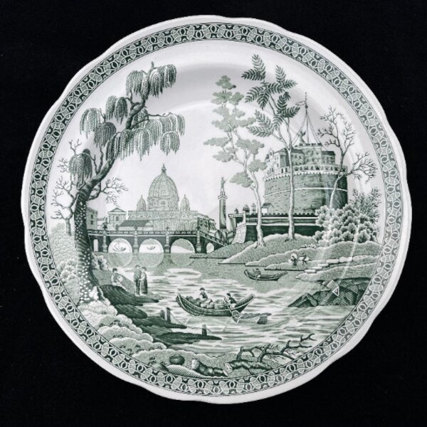 Spode Archive Collection Georgian Series "Rome" 10.5" Dinner Plate in Green in Excellent Seemingly Unused Condition Made in England