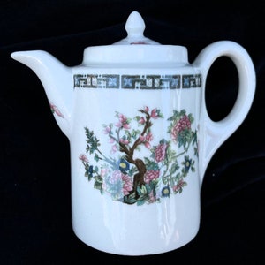 Very Rare Shenango China Hotel Asian Restaurant Indian Tree 9-oz. Cylindrical Teapot in Pristine Unused Condition Circa 1920s-40s