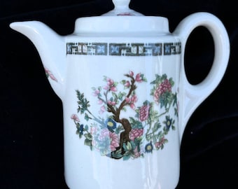 Very Rare Shenango China Hotel Asian Restaurant Indian Tree 9-oz. Cylindrical Teapot in Pristine Unused Condition Circa 1920s-40s