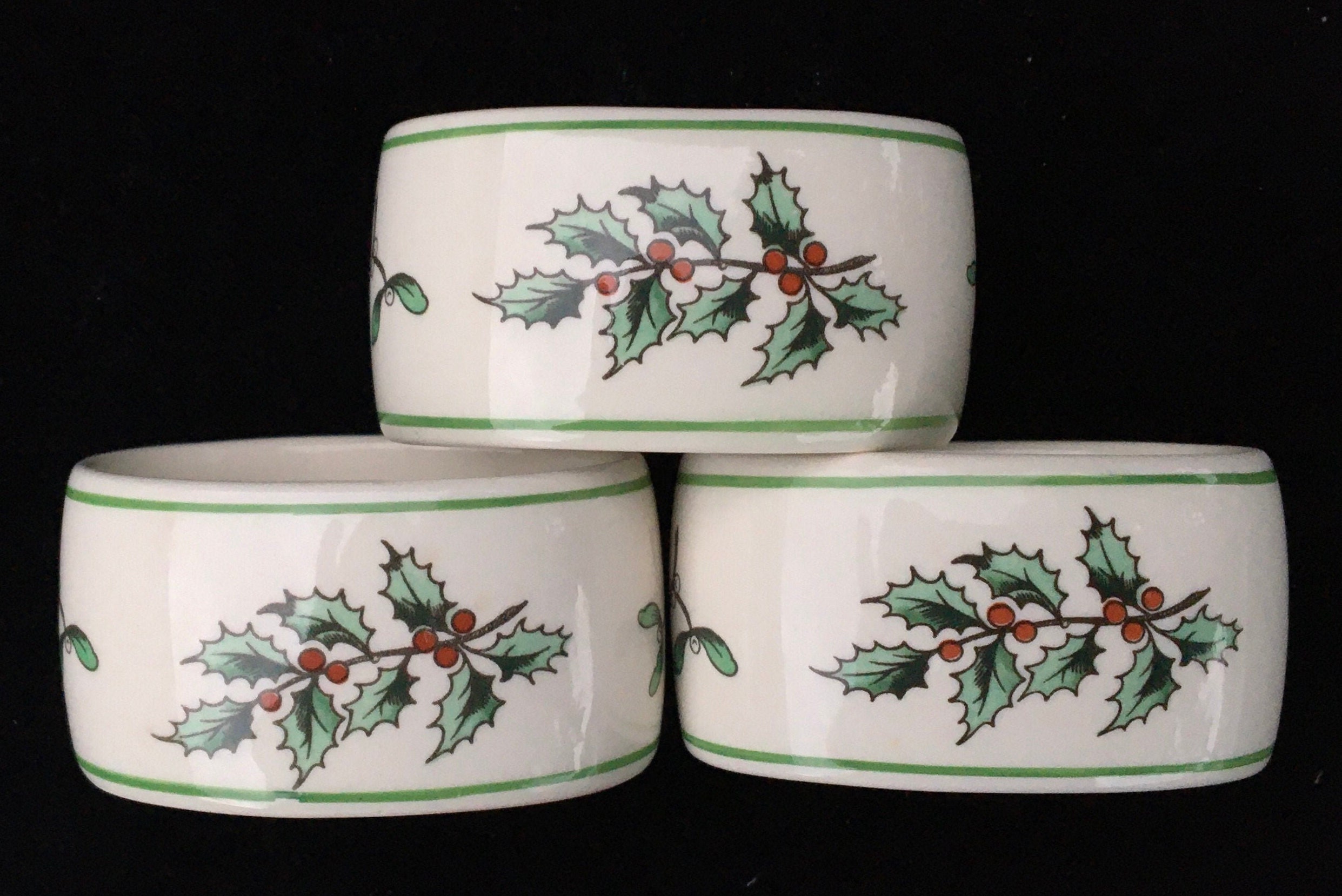 Set of 4 Spode Christmas Tree 23/8 Oval Napkin Rings Etsy