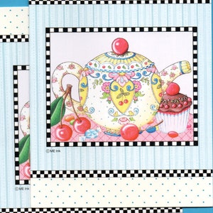 Two Mary Engelbreit Blank Note Cards &quot;Teapot&quot; with White Envelopes in Excellent Unused Condition