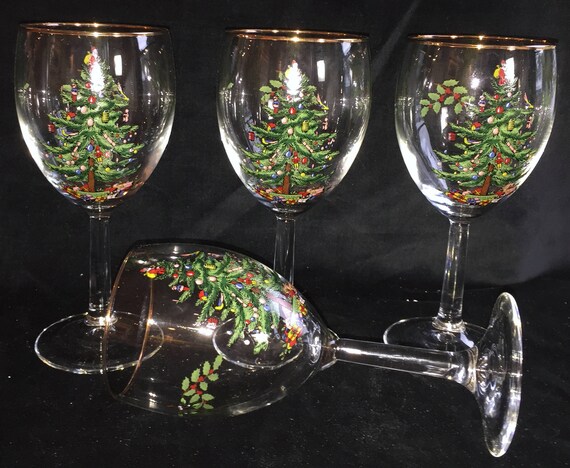 Christmas Tree Champagne Flutes Set of 4