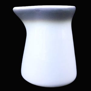 Sterling Restaurant Hotel Diner China Grey Airbrush Border Trim &quot;M A C&quot; Shape 3.5-oz. Unhandled Creamer in Excellent Lightly-Used Condition