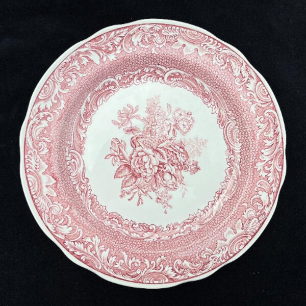 Spode Archive Collection Victorian Series Byron Groups Floral 10.5" Dinner Plate Cranberry Red Excellent Seemingly Unused Condition England