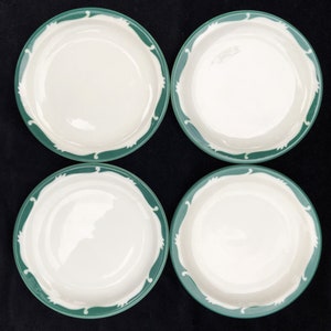 Set of 4 Syracuse Restaurant Hotel Diner China &quot;Wintergreen&quot; 6-1/2&quot; Narrow-Rim &quot;Morwel&quot; Shape Plates in Excellent Lightly Used Condition