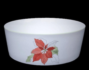 Block Spal Poinsettia Watercolors 7.75" Vegetable Serving Bowl with Pale Green Trim in Excellent Lightly-Used Condition
