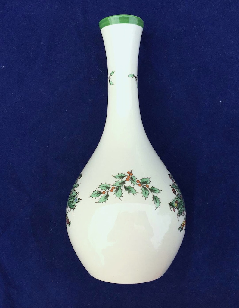 Spode Christmas Tree Bud Vase S3324E With Green Trim in Etsy