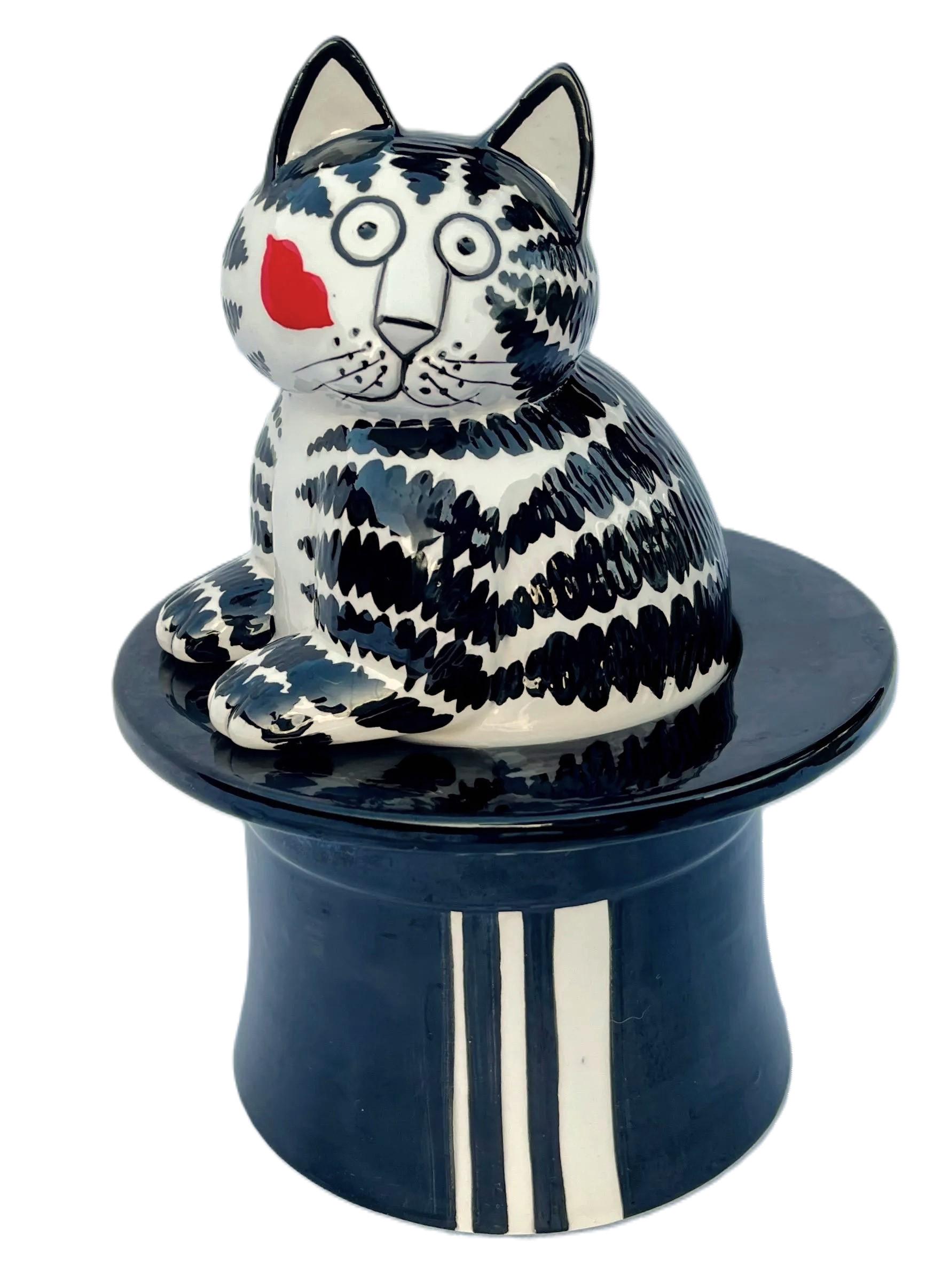 Sigma B Kliban Cat in Top Hat Trinket Box, Canister or Snack