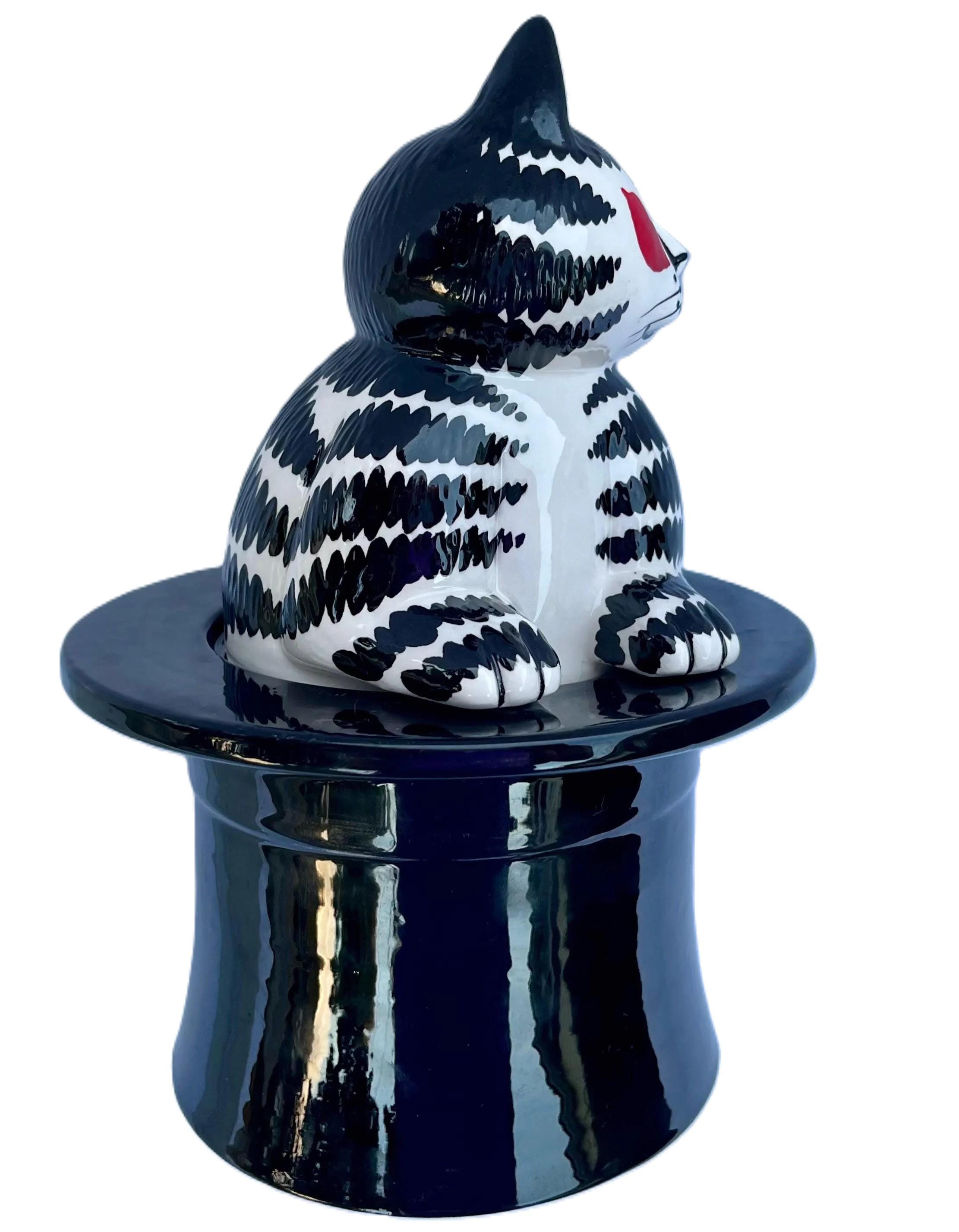 Sigma B Kliban Cat in Top Hat Trinket Box, Canister or Snack Jar