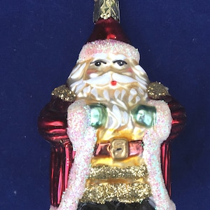 Vintage Old World Christmas &quot;Portly Santa&quot; Hand Made Blown Inge-Glas Ornament Germany New Old Stock Excellent Cndtn Pre-1998