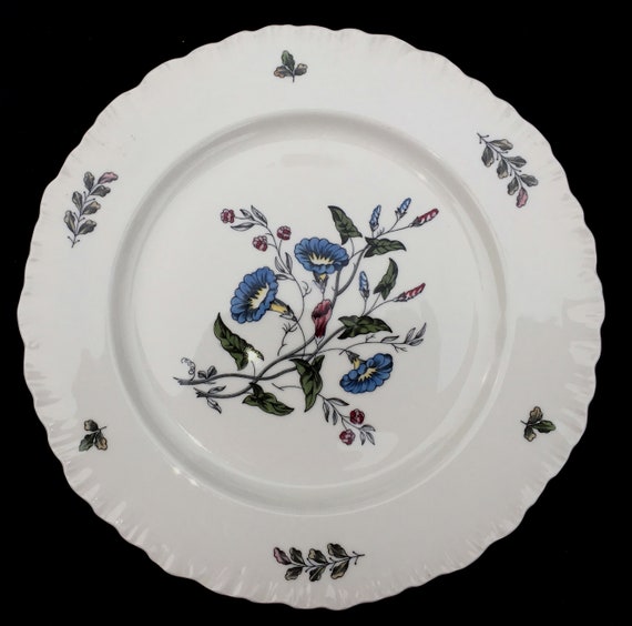 Set of Six in Excellent Wedgwood Williamsburg Wild Flowers 10-14 Dinner Plates Seemingly-Unused Condition