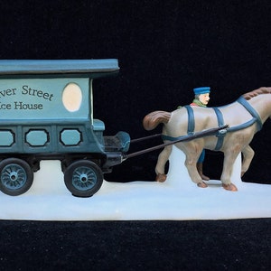 Dept 56 Heritage Village "River Street Ice House Cart" #59595 Hand-Painted Porcelain Accessory in Excellent Condition in Original Box