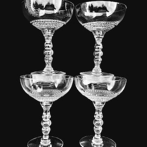 Set of 4 Duncan & Miller #5301 Teardrop 4.75&quot; 5-oz. Champagnes in Excellent Lightly Used Condition 1930s-50s