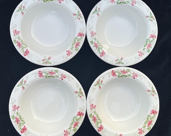 Set of 4 Homer Laughlin Hotel Diner Restaurant China "Pink Violets" Pattern 5.5" "Seville" Fruit Bowls in Excellent Lightly-Used Condition