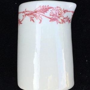 Mayer Hotel Restaurant Diner China Medford Pattern Red on White 3-oz. &quot;Como&quot; Shape Handleless Creamer in Excellent Condition