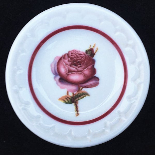 Syracuse Diner Hotel Restaurant China 3" Rose Pattern on White Econo-Rim Butter Pat in Excellent Unused Condition