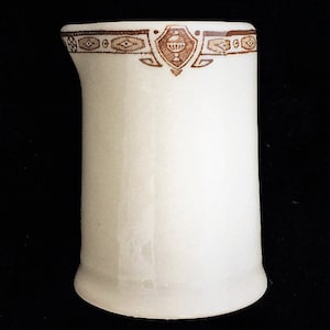 Sterling Restaurant Hotel Diner China 3-oz. Brown &quot;Elite&quot; Pattern on Tan &quot;Vienna&quot; Shape Unhandled Creamer Excellent Lightly-Used Condition