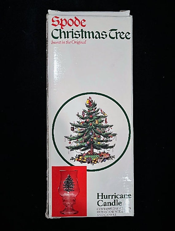 Spode Christmas Tree Glass Hurricane Candle Lamp in Excellent