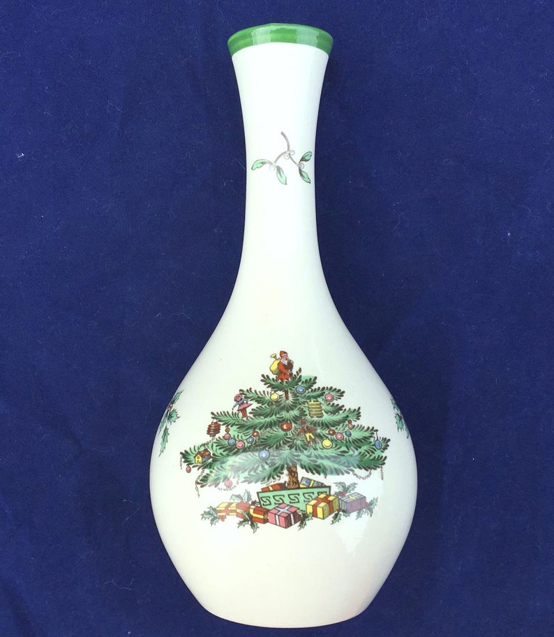 Spode Christmas Tree Bud Vase S3324E With Green Trim in Etsy
