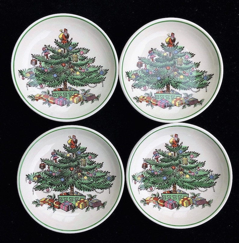 Set of 4 Spode Christmas Tree 3 Butter Pats With Green Etsy