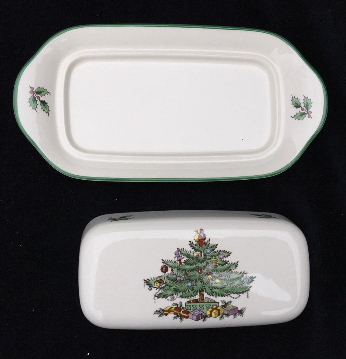 Spode Christmas Tree Covered Butter Dish S3324 with Green Etsy