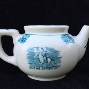 Rare Bailey-Walker China Restaurant Hotel Diner &quot;Paul Revere&quot; 10-oz. &quot;Boston&quot; Shape Teapot in Excellent Seemingly Unused Condition Pre 1942