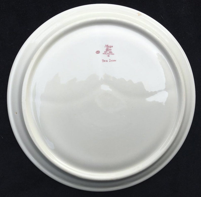 Set of 2 Mayer Diner Restaurant Hotel China Red or Maroon Arlington Pattern 9-12 Grille Plates in Excellent Condition