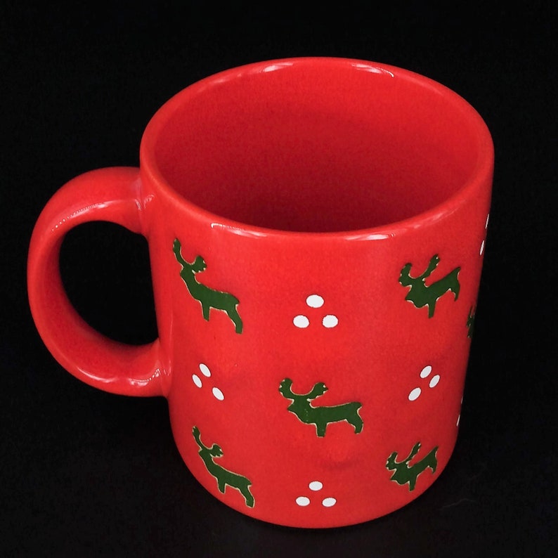 Waechtersbach 12-oz. Red Reindeer with Dots Mug in Excellent, Seemingly Unused Condition Made in Germany image 1