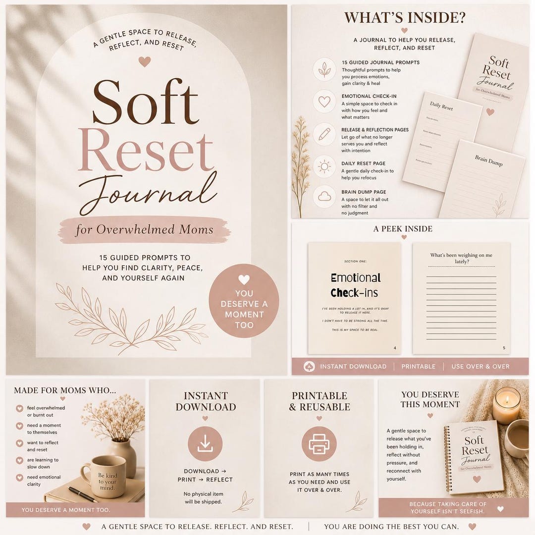 Journal Prompts for Overwhelmed Moms | Self Care Printable | Mental ...