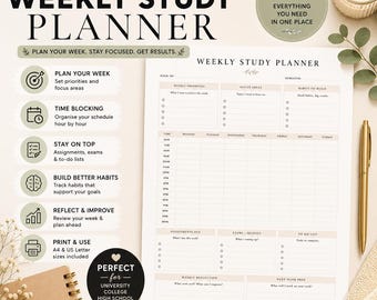 Minimalistischer Wochenplaner zum Ausdrucken (PDF, digitaler Download)