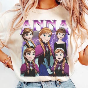 Disney Anna PNG, Gefrorene Bootleg-Shirt-Design, Retro Cartoon Sublimationsgrafik, Sofortige Download-Datei, Druckbare Prinzessin Schneekönigin Kunst