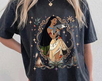 Disney Princess Pocahontas And Meeko Png, Woodland Native Princess Cartoon Clipart, Sublimation Download File Cute Fairytale Art Design