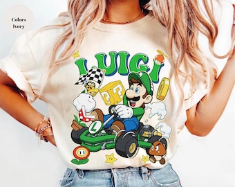 Super Mario Luigi Png, Mario Kart PNG, Luigi Birthday Png, Retro Video Game Png, Super Mario Bros Png, Kids Shirt Design, Digital Download