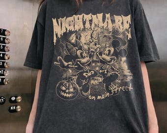 Disney Mickey Minnie PNG, Nightmare On Main Street Shirt Design, Halloween Castle Clipart, Vintage Printable, Retro Digital Download